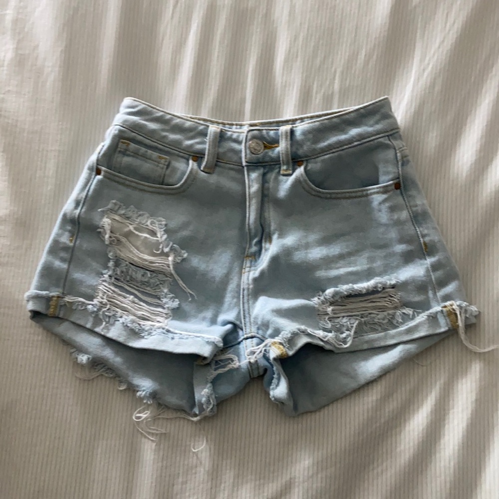 High rise distressed pacsun mom jean shorts